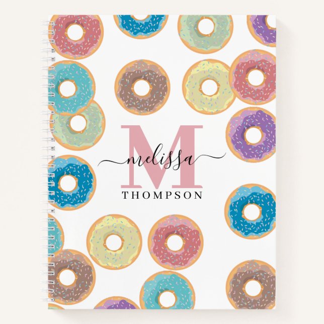 Farbige Pastelköpfe und Sprinklen Monogramm Rezept Notizbuch (Vorderseite)