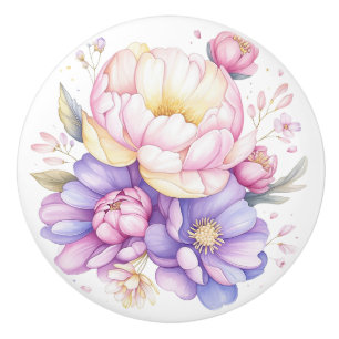 Farbige Pastell-Blume Blumenknochen Keramik Keramikknauf