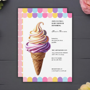 Farbige Pastell-Eisbecher-Baby-Party Einladung