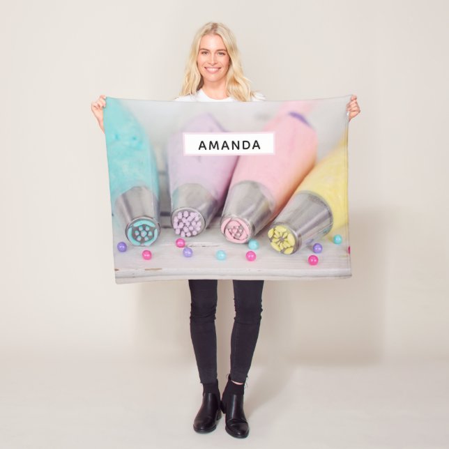 Farbige Pastell-Kuchen-Dekorationstools Fotografie Fleecedecke (Beispiel)