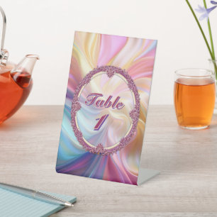 Farbige Pastell-Seide mit fantasievoller Umrandung Sockelschild