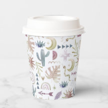 Farbige Pastellfarben Boho Bohemische Papiertasse