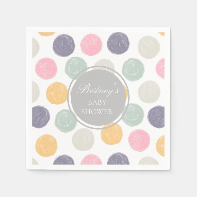 farbige pastellfarbene Babydusche Monogramm Serviette (Vorderseite)