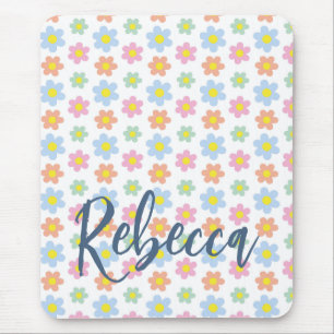 Farbige pastellfarbene Hippie-Blume aus 70er Mousepad