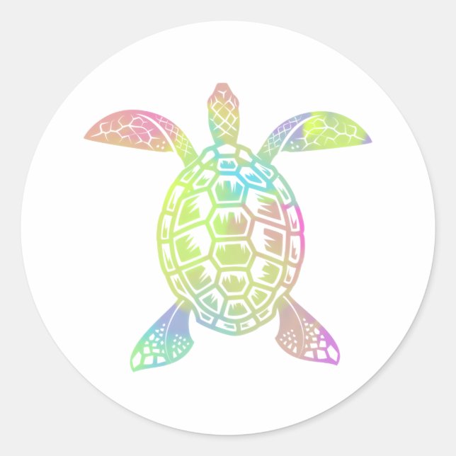 Farbige pastellfarbene Regenbogenschildkröte Runder Aufkleber (Vorderseite)