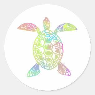Farbige pastellfarbene Regenbogenschildkröte Runder Aufkleber