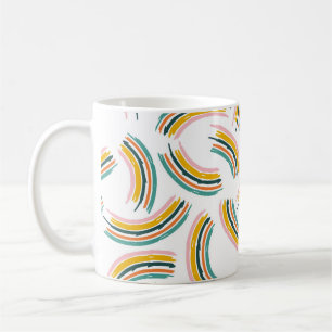 Farbige Pastelllinien und -formen. Regenbogenforme Kaffeetasse