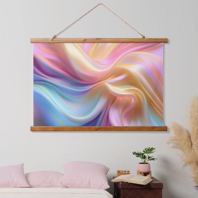 Farbige Pastellseide Wandteppich Mit Holzrahmen (Schlafzimmer)