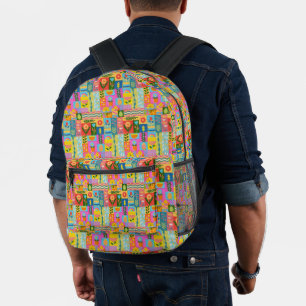 Farbige Patchwork GERAHMT Vintag Bedruckter Rucksack