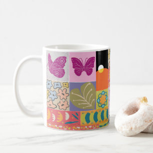 Farbige Patchwork GERAHMT Vintag Kaffeetasse