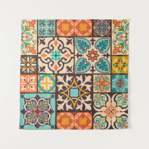 Farbige Patchwork-Islam-Motive-Tile Wandteppich