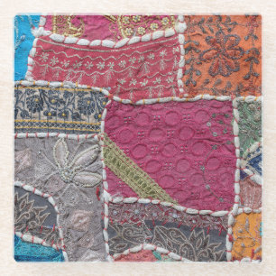 Farbige Patchwork-Teppiche Details Glasuntersetzer
