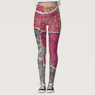 Farbige Patchwork-Teppiche Details Leggings