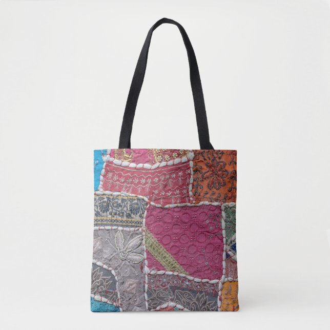 Farbige Patchwork-Teppiche Details Tasche (Vorderseite)