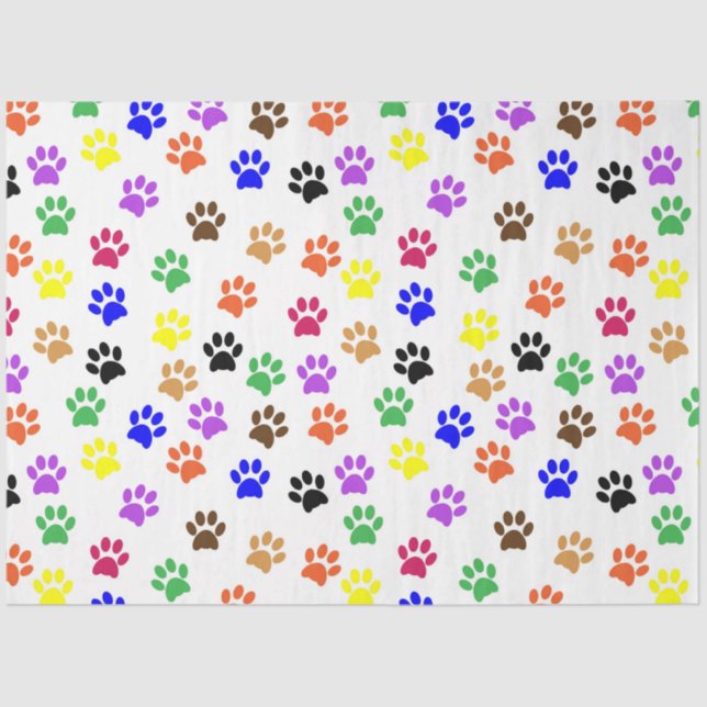 Farbige Paw Print Decoupage Seidenpapier (Vorderseite)