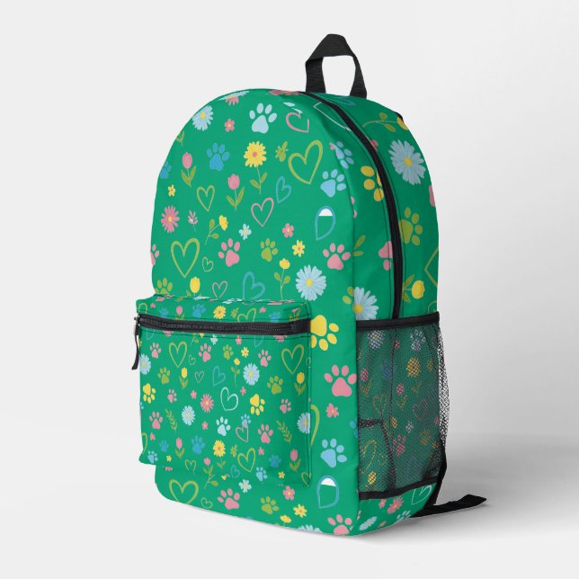 Farbige Paw Prints & Hearts Rucksack Niedlich (Rückseitige Ecke Rechts)