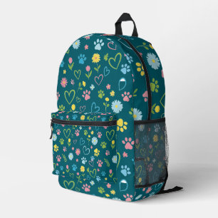Farbige Paw Prints & Hearts Rucksack Niedlich