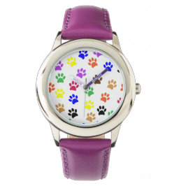 Farbige Pawprints Armbanduhr