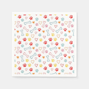 Farbige Paws, Herz und Knochen Doodle Papier Napki Serviette
