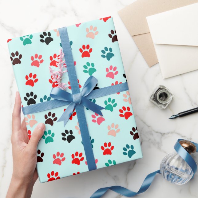 Farbige Paws Hund Lover Katze Lover Pet Lover Nied Geschenkpapier (Schenken)