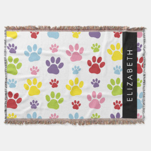 Farbige Paws, Muster, Hundepaws, Ihr Name Decke