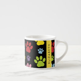 Farbige Paws, Muster, Hundepaws, Ihr Name Espressotasse