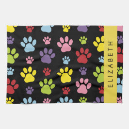 Farbige Paws, Muster, Hundepaws, Ihr Name Geschirrtuch