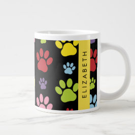 Farbige Paws, Muster, Hundepaws, Ihr Name Jumbo-Tasse