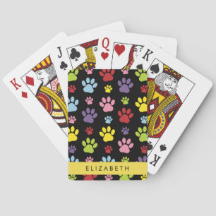 Farbige Paws, Muster, Hundepaws, Ihr Name Spielkarten