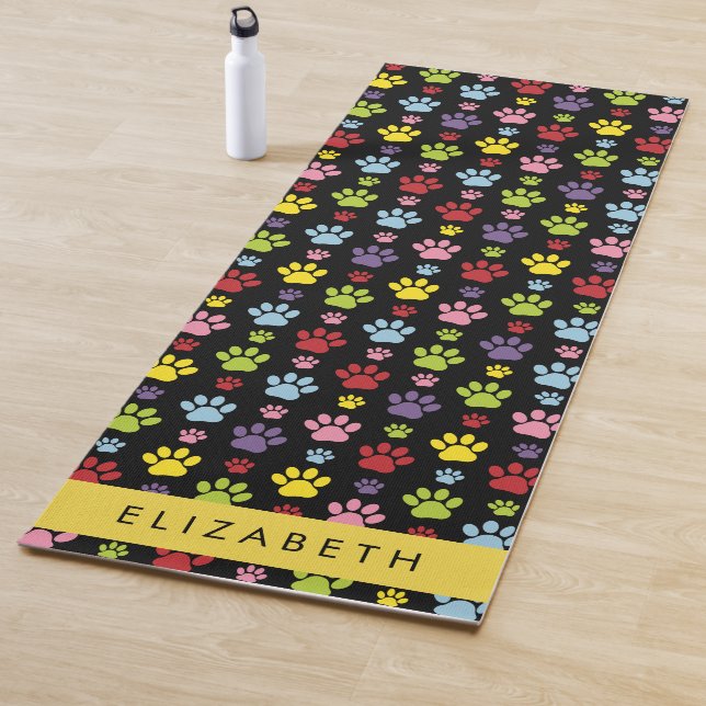Farbige Paws, Muster, Hundepaws, Ihr Name Yogamatte (Beispiel)