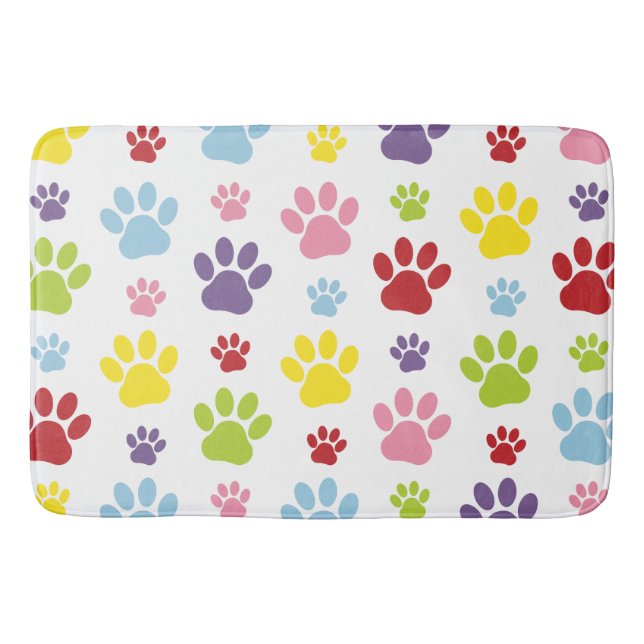 Farbige Paws, Muster, Hundeschlitten, Paw Prints Badematte (Vorderseite)