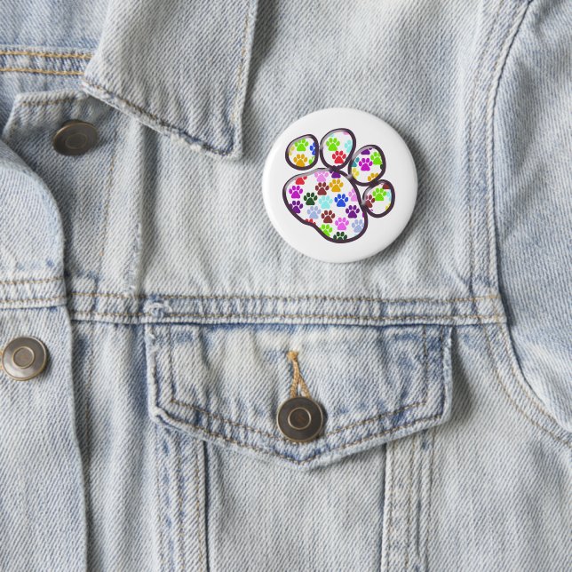 Farbige Paws, Muster, Hundeschlitten, Paw Prints Button (Beispiel)