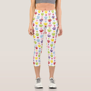 Farbige Paws, Muster, Hundeschlitten, Paw Prints Capri Leggings
