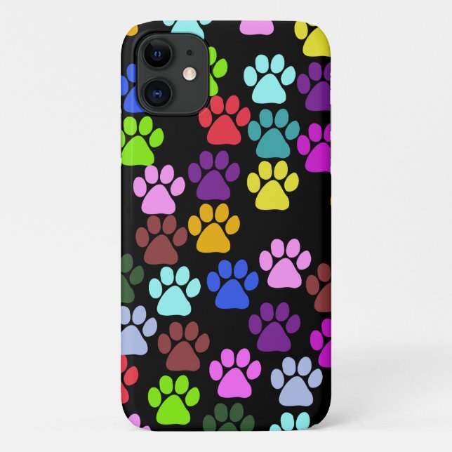 Farbige Paws, Muster, Hundeschlitten, Paw Prints Case-Mate iPhone Hülle (Rückseite)