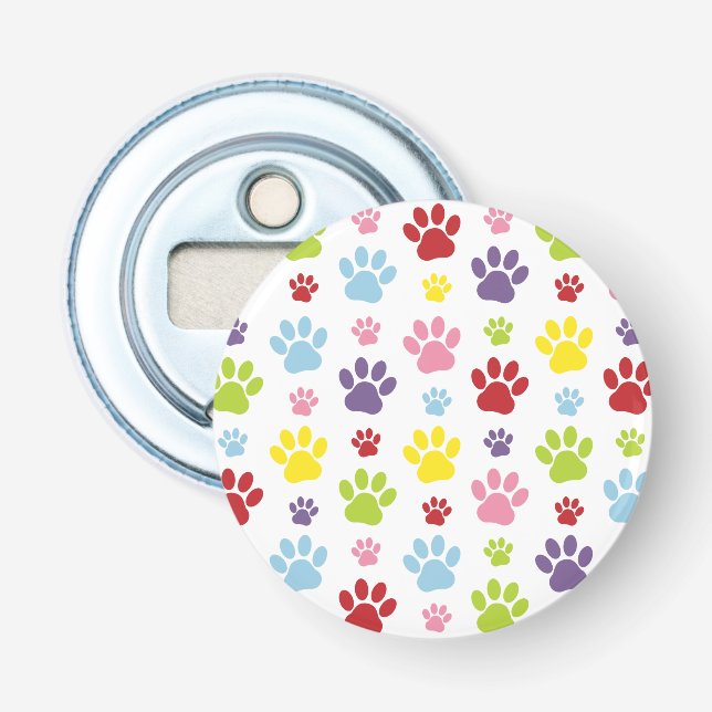 Farbige Paws, Muster, Hundeschlitten, Paw Prints Flaschenöffner (Vorderseite)