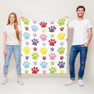 Farbige Paws, Muster, Hundeschlitten, Paw Prints Fleecedecke