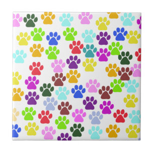 Farbige Paws, Muster, Hundeschlitten, Paw Prints Fliese