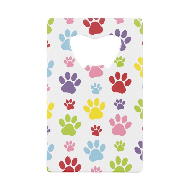 Farbige Paws, Muster, Hundeschlitten, Paw Prints Geldbeutel Flaschenöffner (Vorderseite)