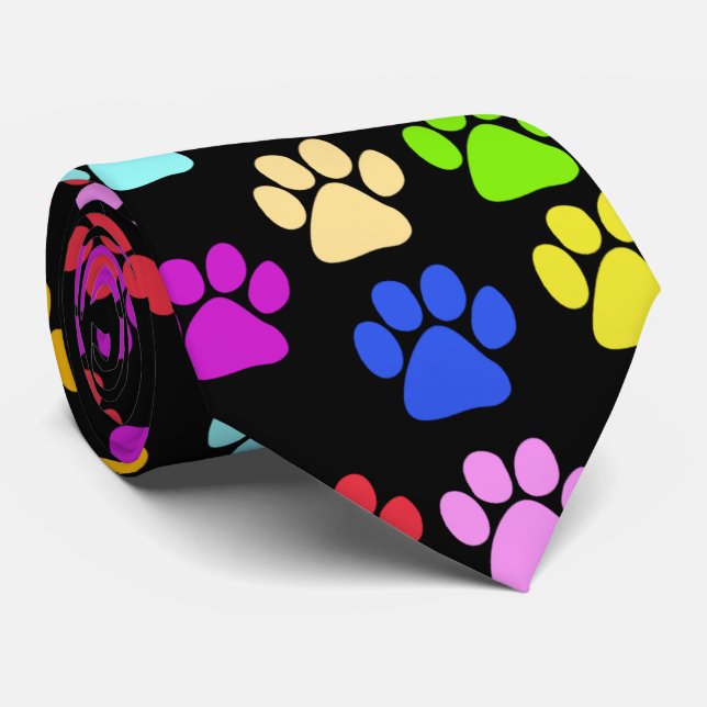 Farbige Paws, Muster, Hundeschlitten, Paw Prints Krawatte (Gerollt)
