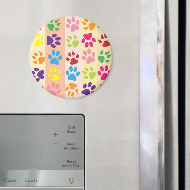 Farbige Paws, Muster, Hundeschlitten, Paw Prints Magnet (In Situ (Kühlschrank))