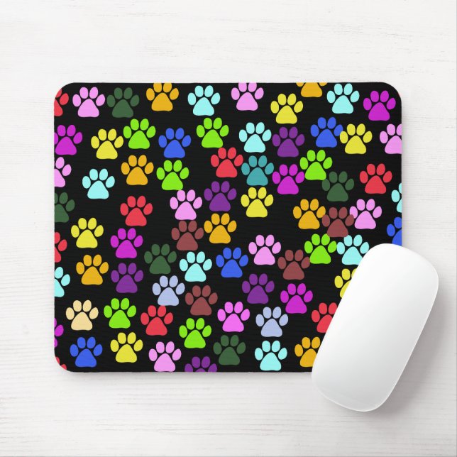 Farbige Paws, Muster, Hundeschlitten, Paw Prints Mousepad (Mit Mouse)