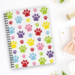 Farbige Paws, Muster, Hundeschlitten, Paw Prints Notizbuch
