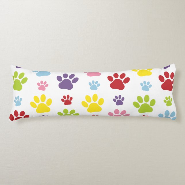 Farbige Paws, Muster, Hundeschlitten, Paw Prints Seitenschläferkissen (Vorderseite)