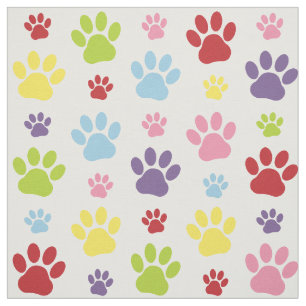 Farbige Paws, Muster, Hundeschlitten, Paw Prints Stoff