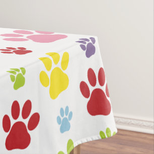 Farbige Paws, Muster, Hundeschlitten, Paw Prints Tischdecke