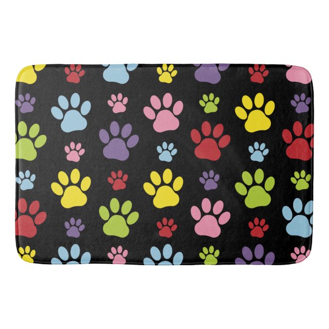 Farbige Paws, Muster, Paw Prints, Hundeschrauben Badematte (Vorderseite)