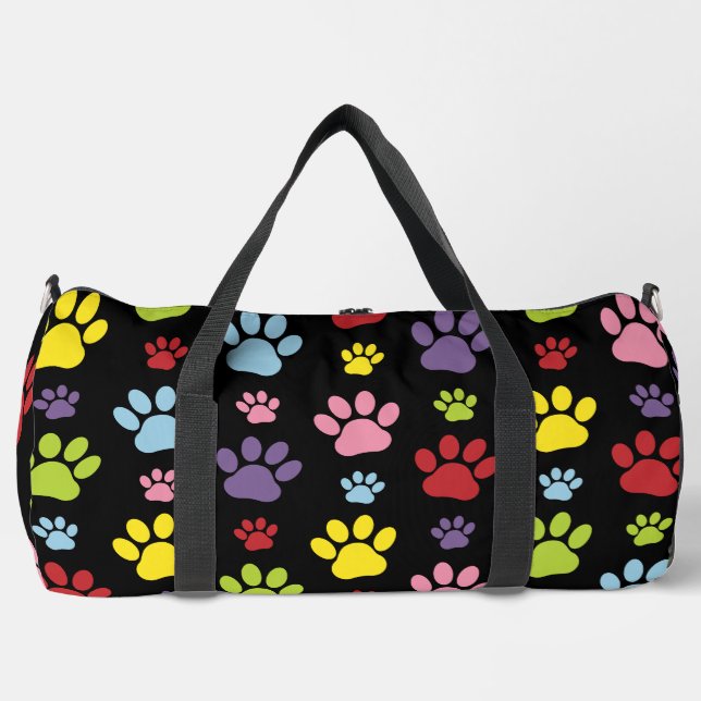 Farbige Paws, Muster, Paw Prints, Hundeschrauben Duffle Bag (Vorderseite)