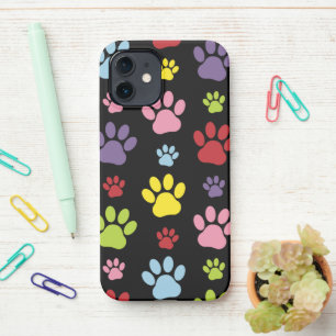 Farbige Paws, Muster, Paw Prints, Hundeschrauben iPhone 12 Hülle