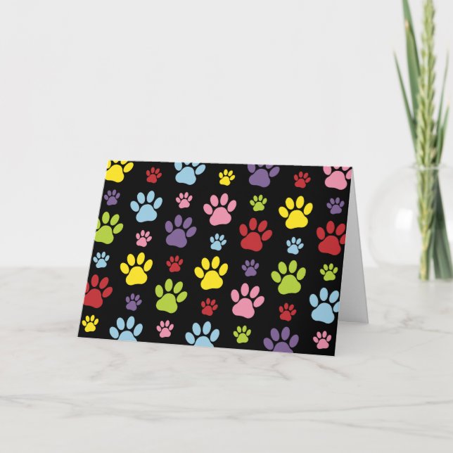 Farbige Paws, Muster, Paw Prints, Hundeschrauben Karte (Vorderseite)