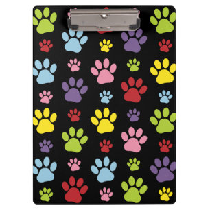 Farbige Paws, Muster, Paw Prints, Hundeschrauben Klemmbrett